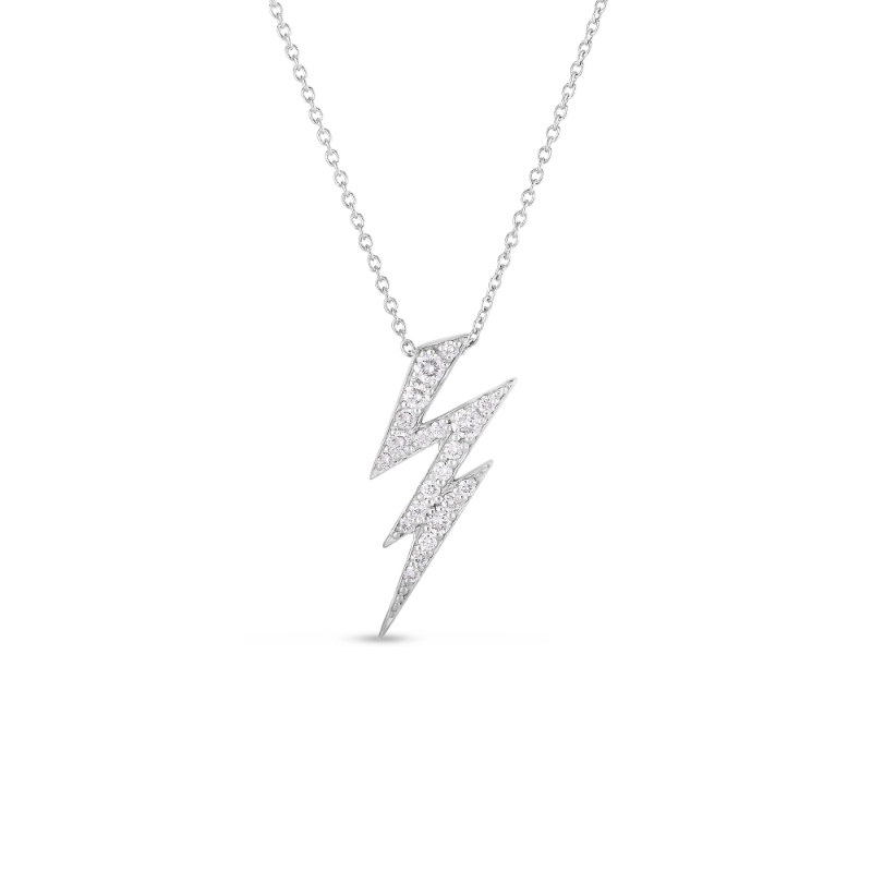 Roberto Coin 18K White Gold Tiny Treasures Diamond Lightning Bolt Necklace