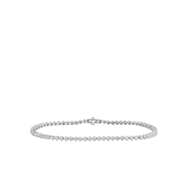 Roberto Coin 18K White Gold Rhodium Plated Classic 3-Prong Diamond Tennis Bracelet