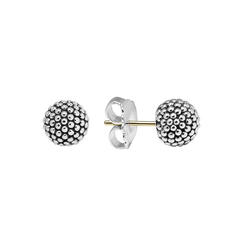 Lagos Sterling Silver And 14K Yellow Gold Signature Caviar Beaded Stud Earrings