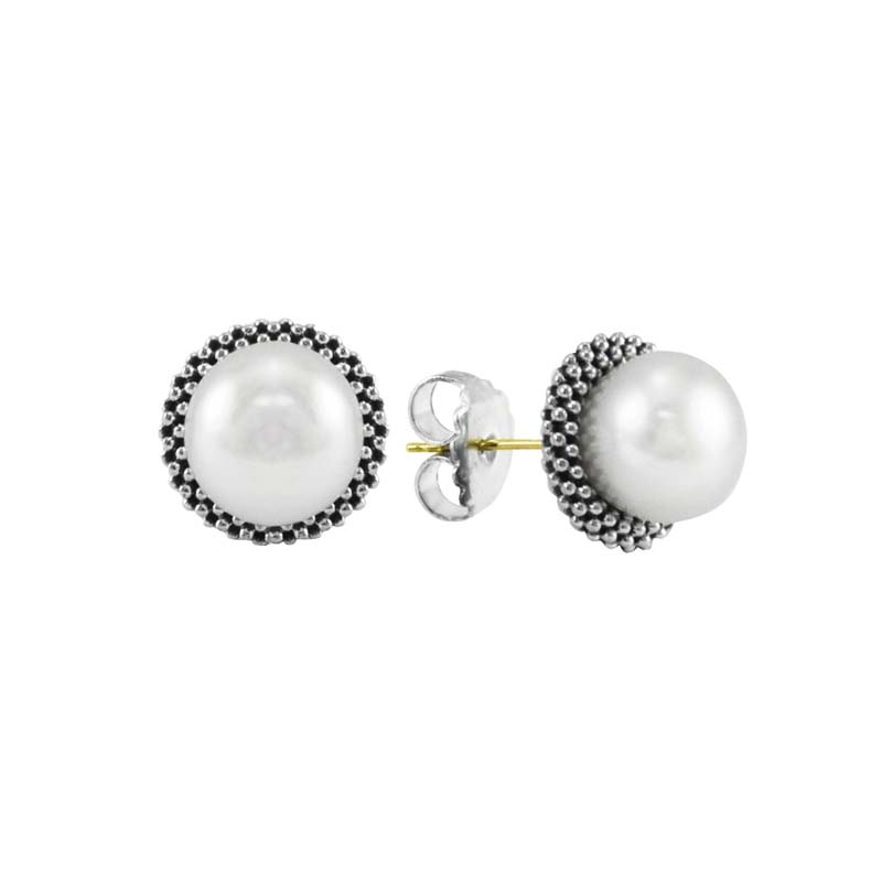 Lagos Sterling Silver Luna Pearl Stud Earrings