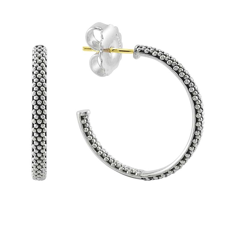 Lagos Sterling Silver Signature Caviar Beaded Hoop Earrings