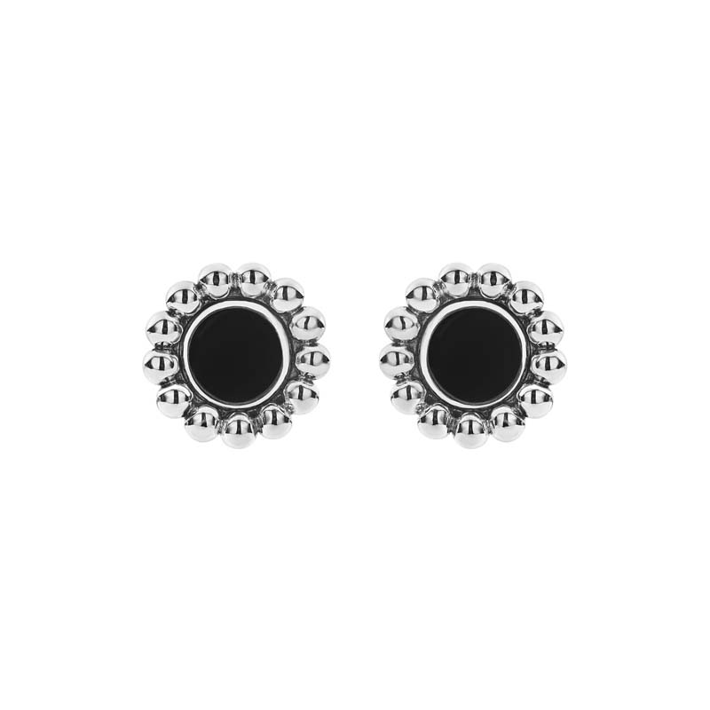 Lagos Sterling Silver Maya Circle Black Onyx Stud Earrings