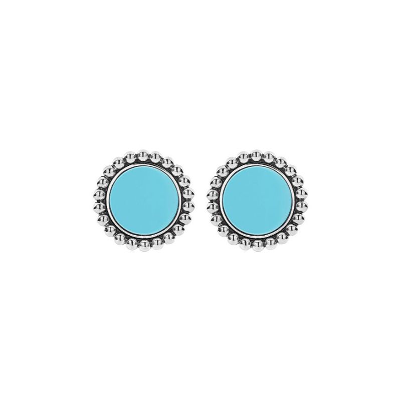 Lagos Sterling Silver Maya Turquoise Circle Earrings