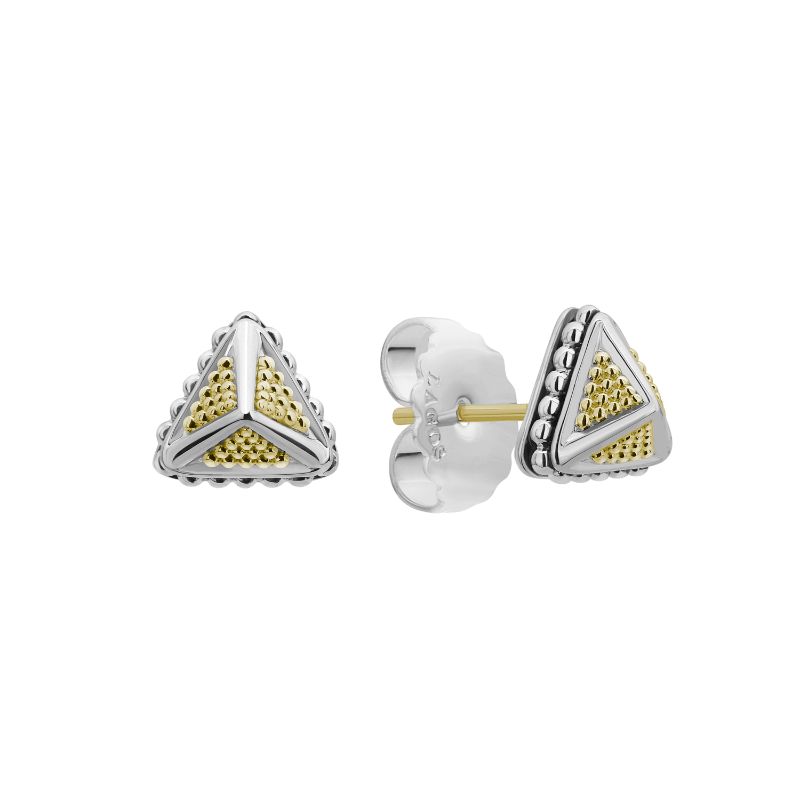 Lagos Sterling Silver And 18K Yellow Gold Ksl Pyramid Stud Earrings