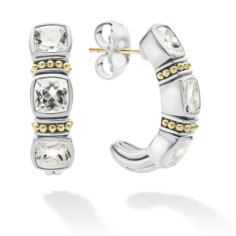 Lagos Sterling Silver And 18K Yellow Gold Caviar Color Hoop Earrings