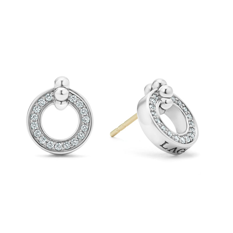 Lagos Sterling Silver Caviar Spark Open Circle Stud Earrings
