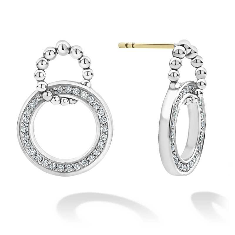 Lagos Sterling Silver Caviar Spark Double Circle Drop Earrings