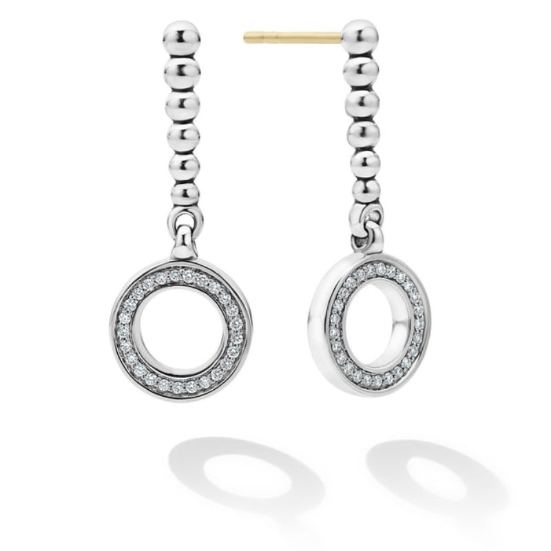 Lagos Sterling Silver Caviar Spark Open Circle Drop Earrings