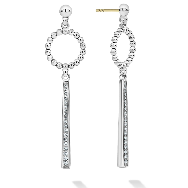 Lagos Sterling Silver Caviar Spark Beaded Circle Drop Earrings