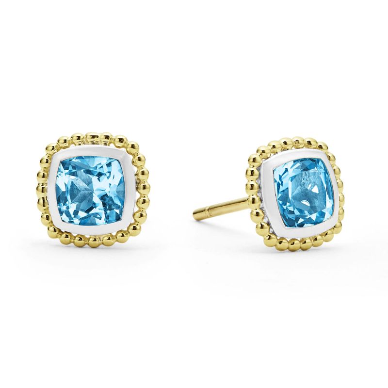 Lagos Sterling Silver And 18K Yellow Gold Caviar Color Stud Earrings