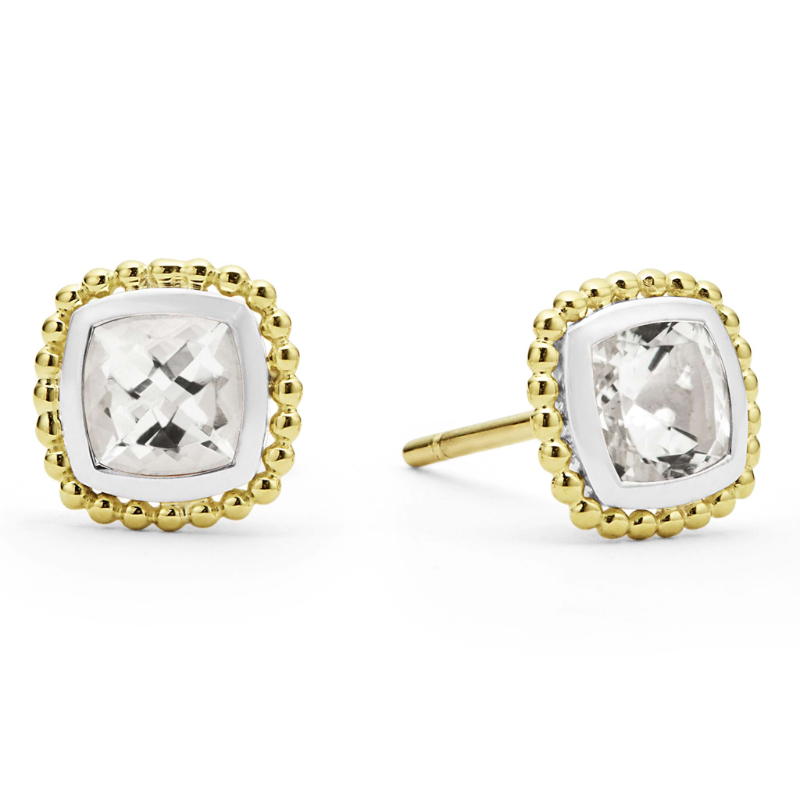 Lagos Sterling Silver And 18K Yellow Gold Caviar Color Stud Earrings