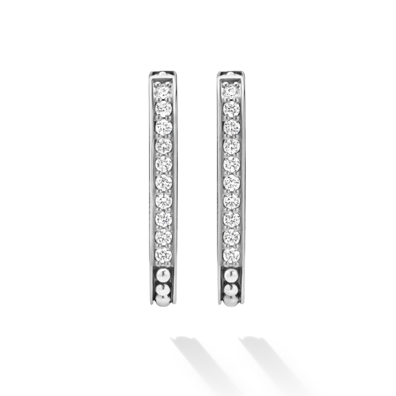 Lagos Caviar Spark Linear Diamond Hoop Earrings