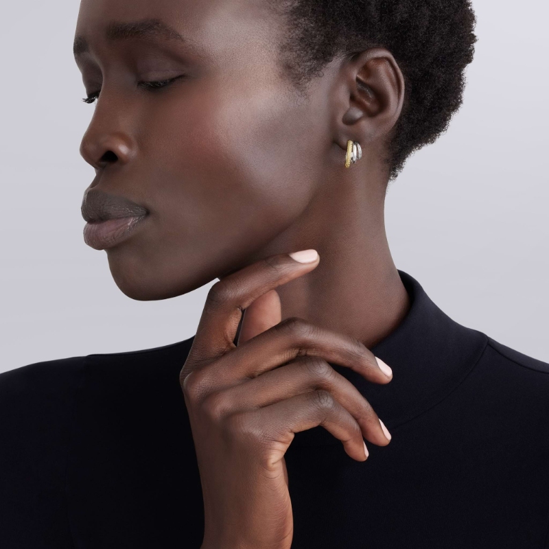 Lagos Caviar Lux Two-Tone Three Ring Hoop Earrings