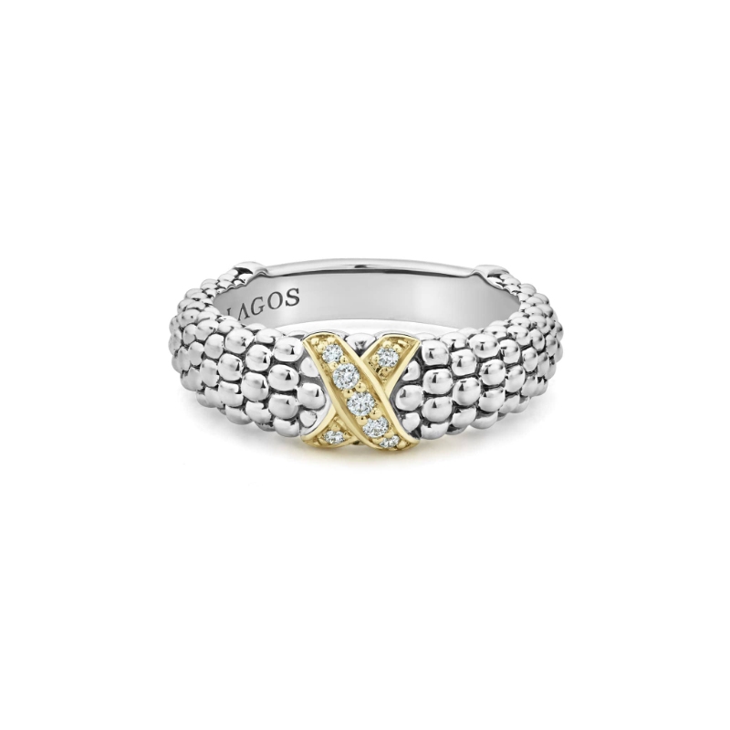 Lagos Embrace Two-Tone X Caviar Diamond Ring