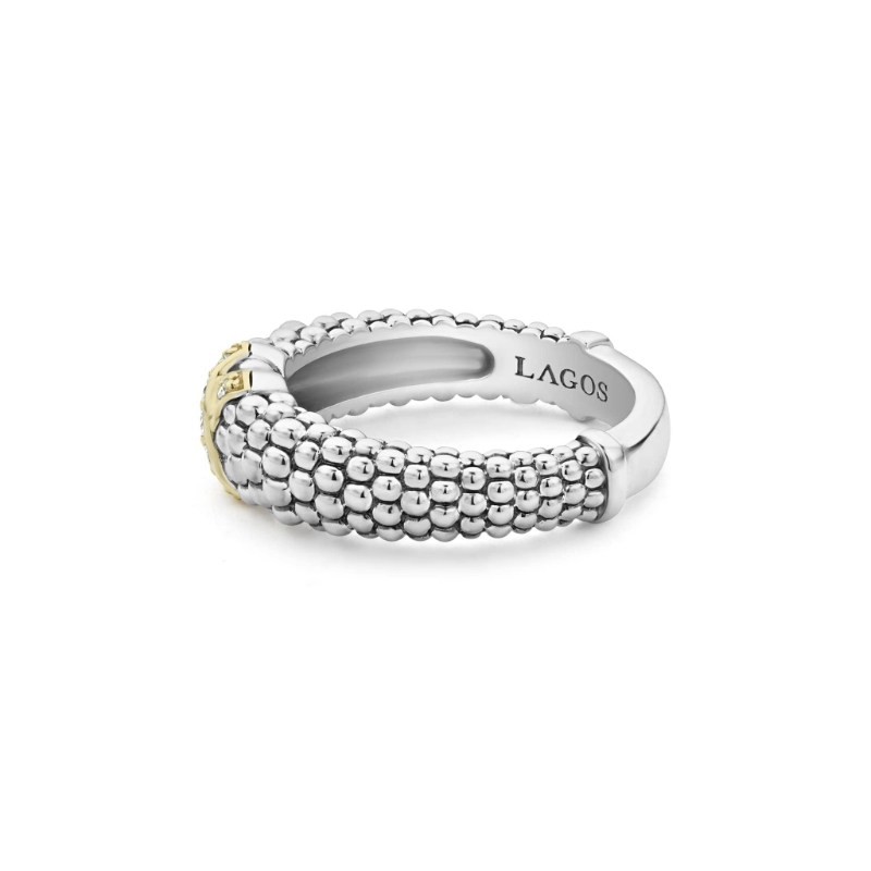 Lagos Embrace Two-Tone X Caviar Diamond Ring