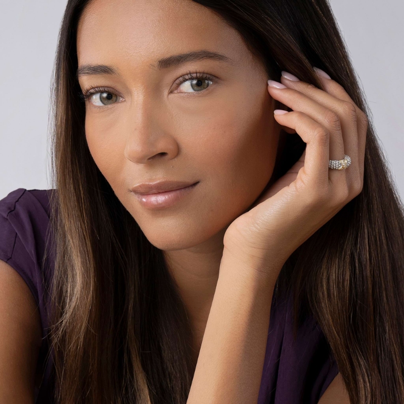 Lagos Embrace Two-Tone X Caviar Diamond Ring