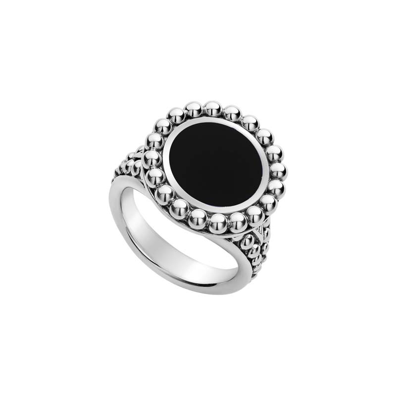 Lagos Sterling Silver Maya Circle Black Onyx Ring