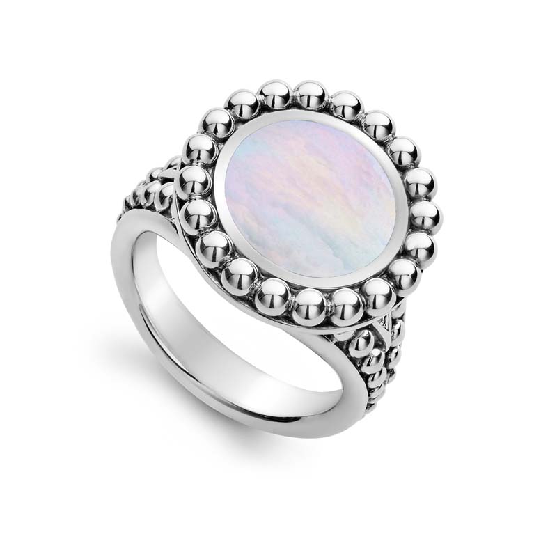 Lagos Sterling Silver Maya White Mother Of Pearl Stone Circle Ring