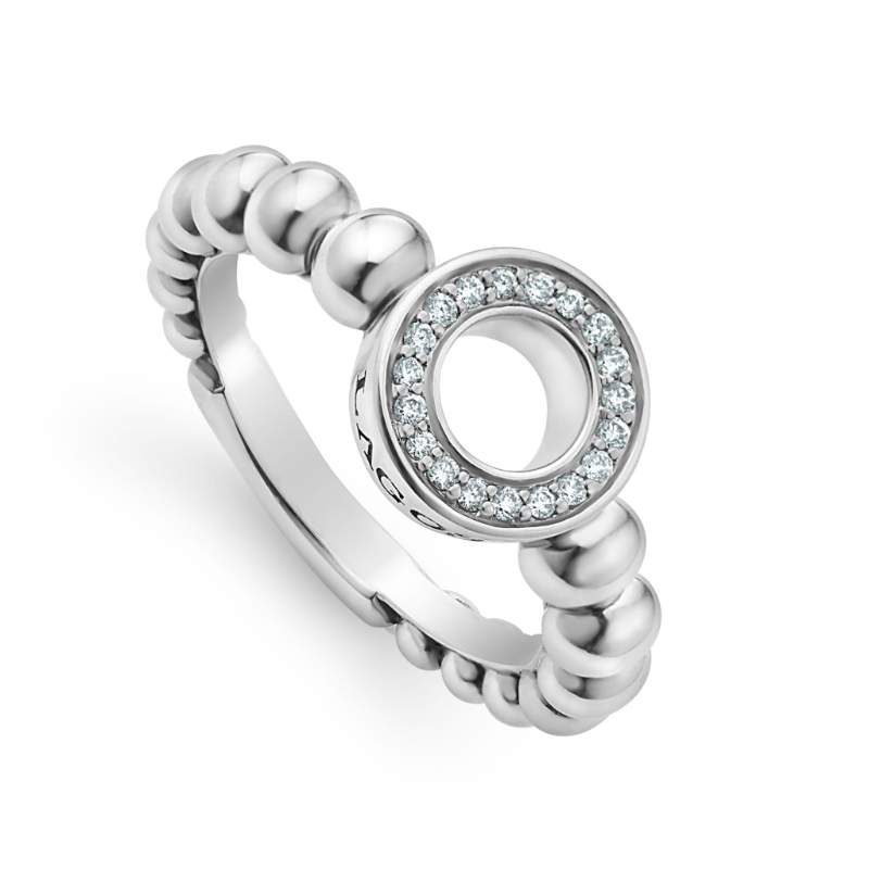 Lagos Sterling Silver Caviar Spark Open Circle Ring