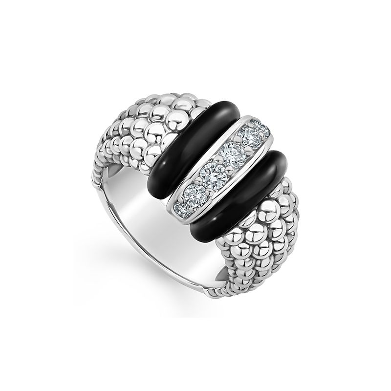 Lagos Sterling Silver Black Caviar Caviar Ring