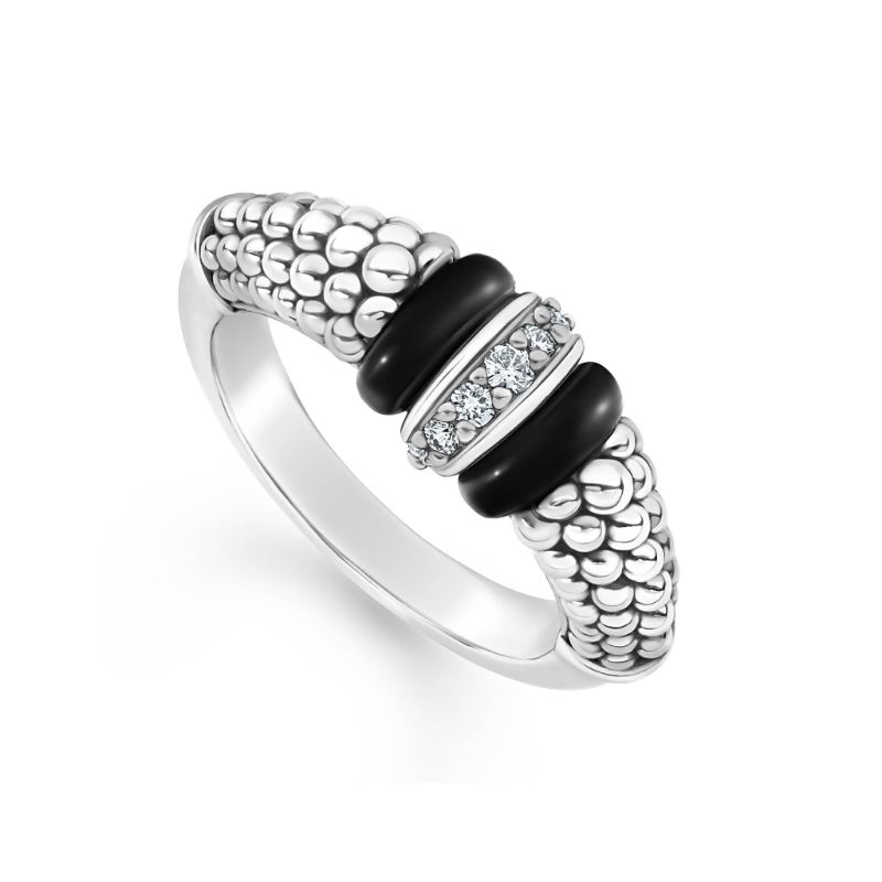 Lagos Sterling Silver Black Caviar Caviar Ring