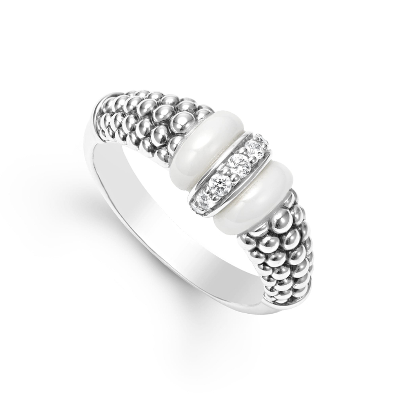 Lagos Sterling Silver White Caviar Taper Ring