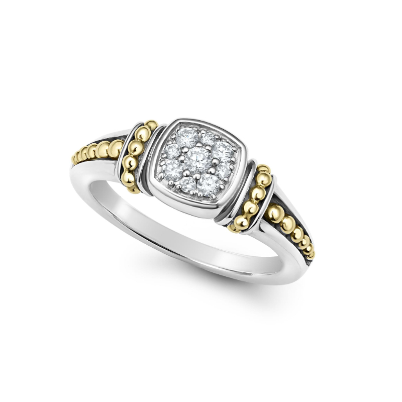 Lagos Sterling Silver And 18K Yellow Gold Rittenhouse Diamond Station Ring