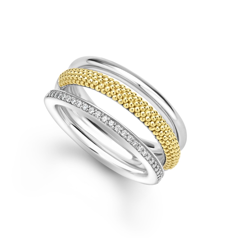 Lagos Caviar Lux Three Row Ring