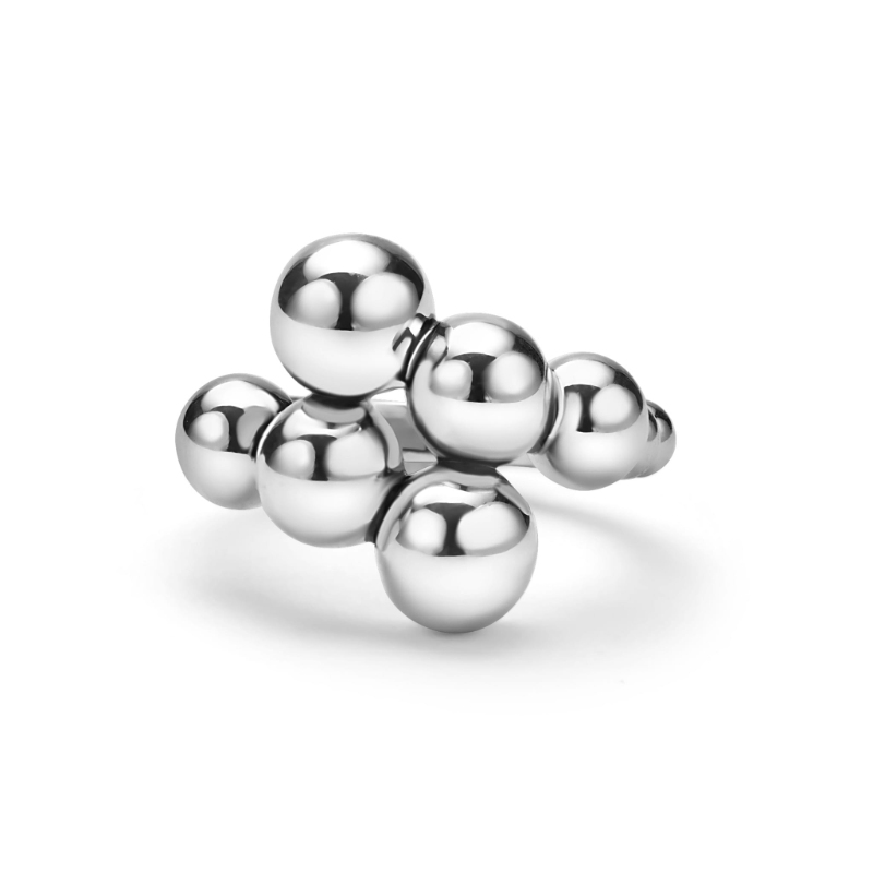 Lagos Caviar Bubbly 3mm Beaded Cross Over Ring