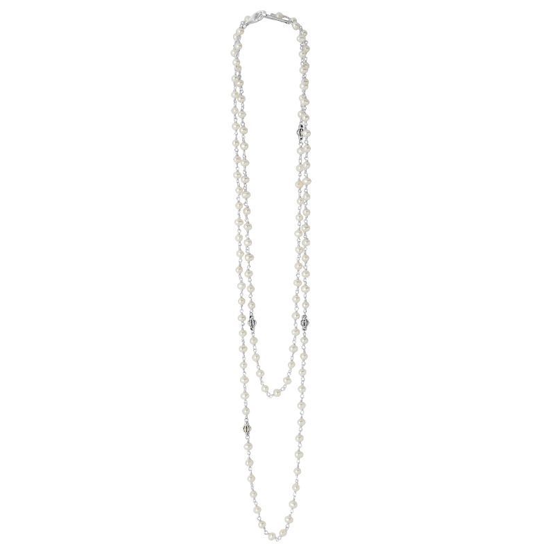 Lagos Sterling Silver Luna Rope Necklace With Pearl Stations