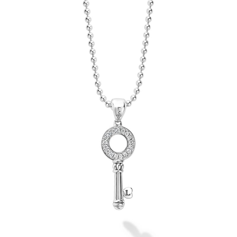 Lagos Sterling Silver Caviar Spark Key Pendant Necklace