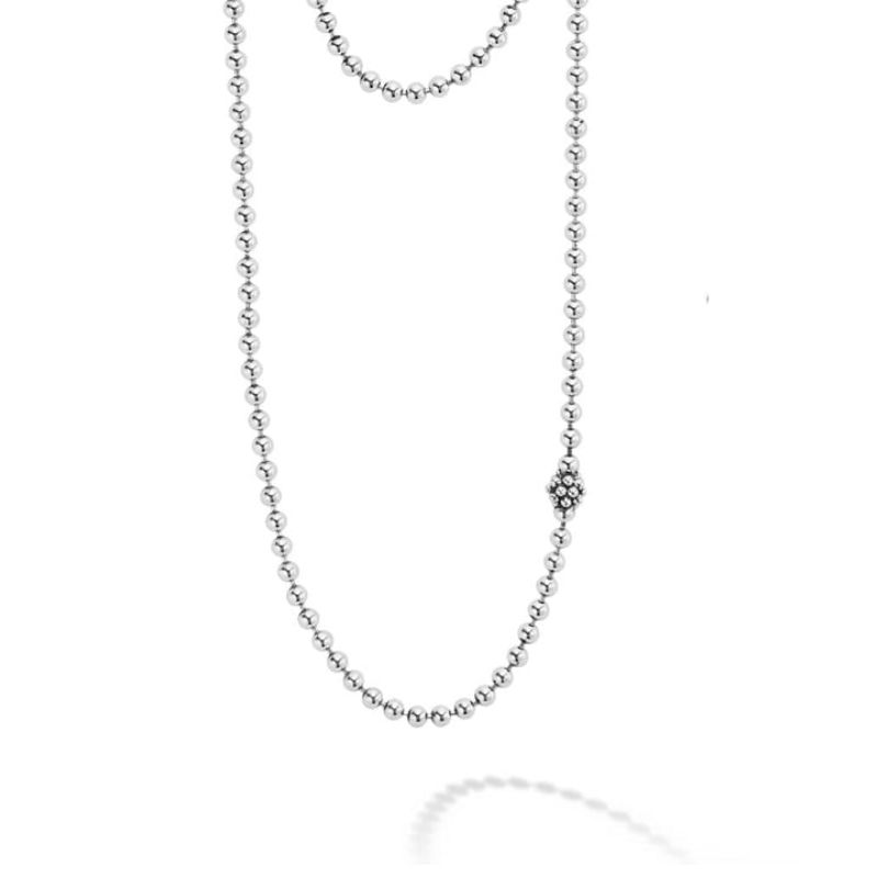 Lagos Sterling Silver Caviar Icon Beaded Necklace With Fluted Accents