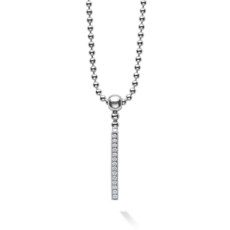 Lagos Sterling Silver Caviar Spark Linear Pendant Necklace With Diamonds