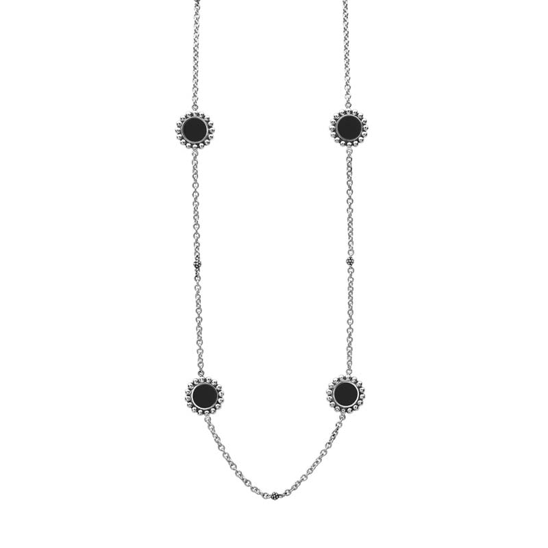 Lagos Sterling Silver Maya Six Station Necklace With Onyx Circles