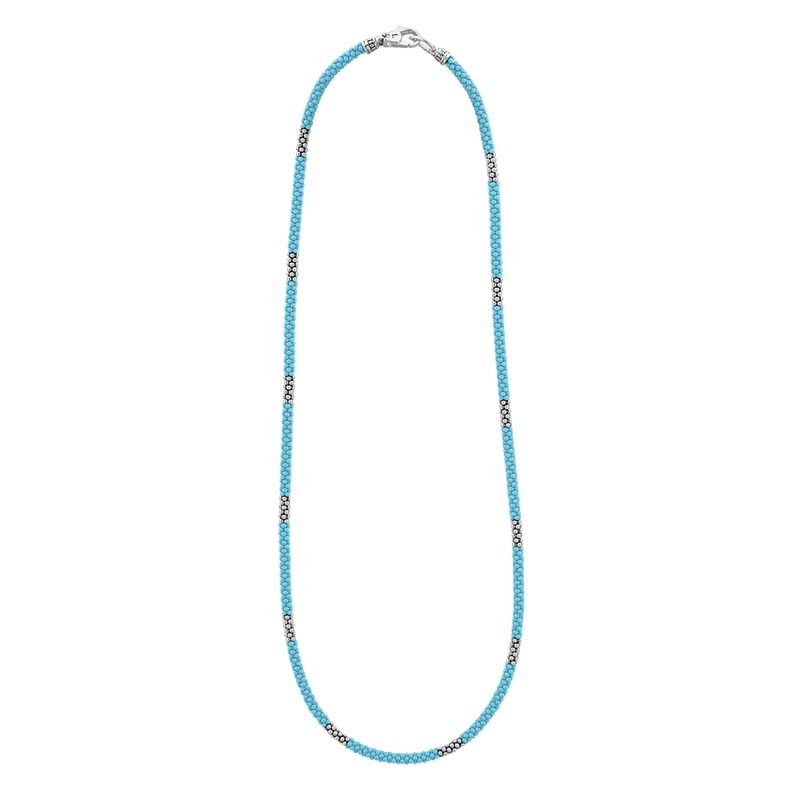 Lagos Sterling Silver Blue Caviar Blue Ceramic Rope Necklace