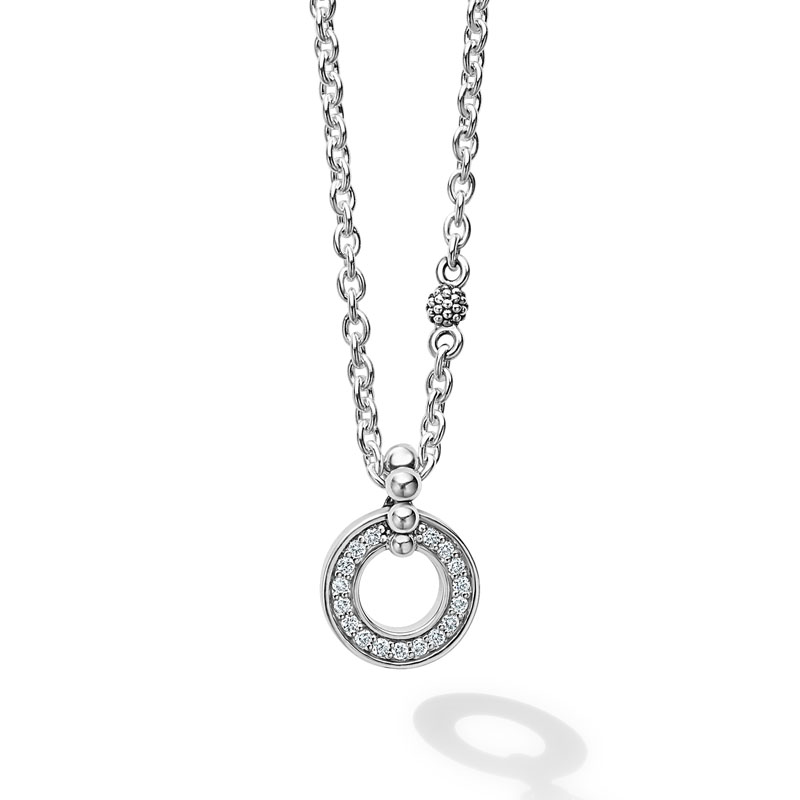 Lagos Sterling Silver Caviar Spark Open Circle Pendant Necklace