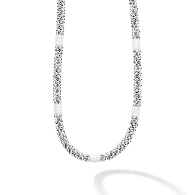 Lagos Sterling Silver And 18K Yellow Gold White Caviar Rope Necklace