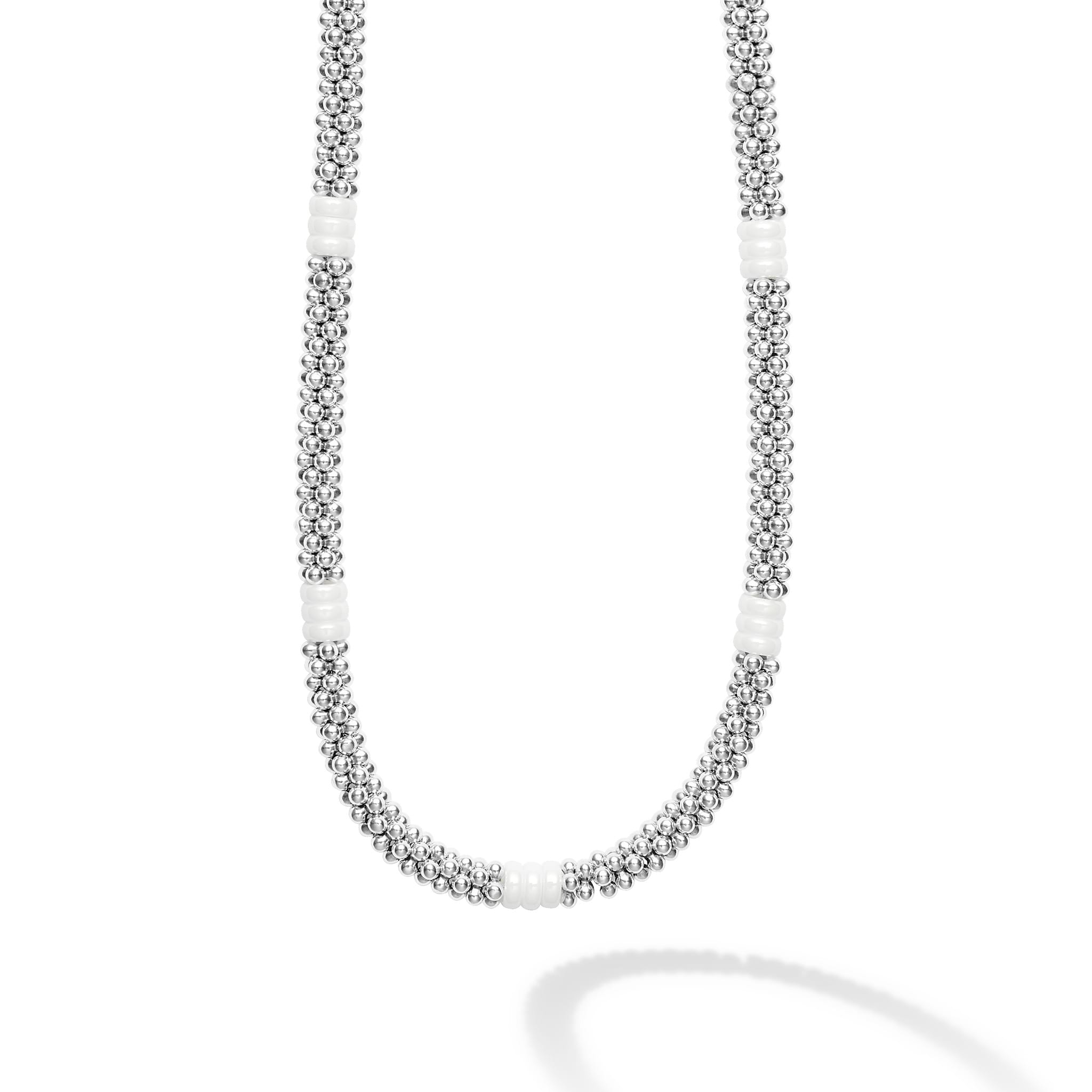 Lagos Sterling Silver And 18K Yellow Gold White Caviar Rope Necklace