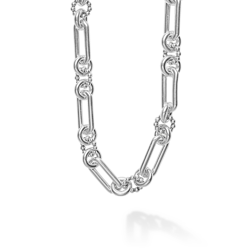 Lagos Sterling Silver Signature Caviar Link Necklace