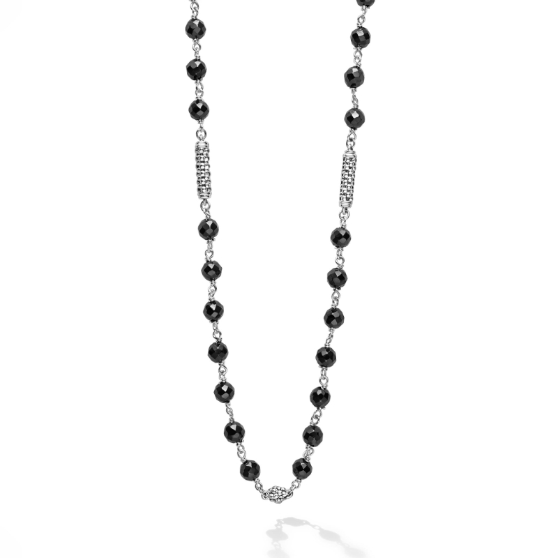 Lagos Sterling Silver Caviar Icon Black Ceramic Beaded Neacklace