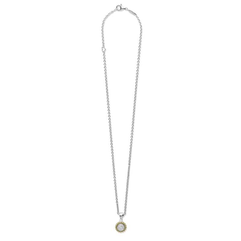 Lagos Caviar Lux Two-Tone Diamond Pendant Necklace