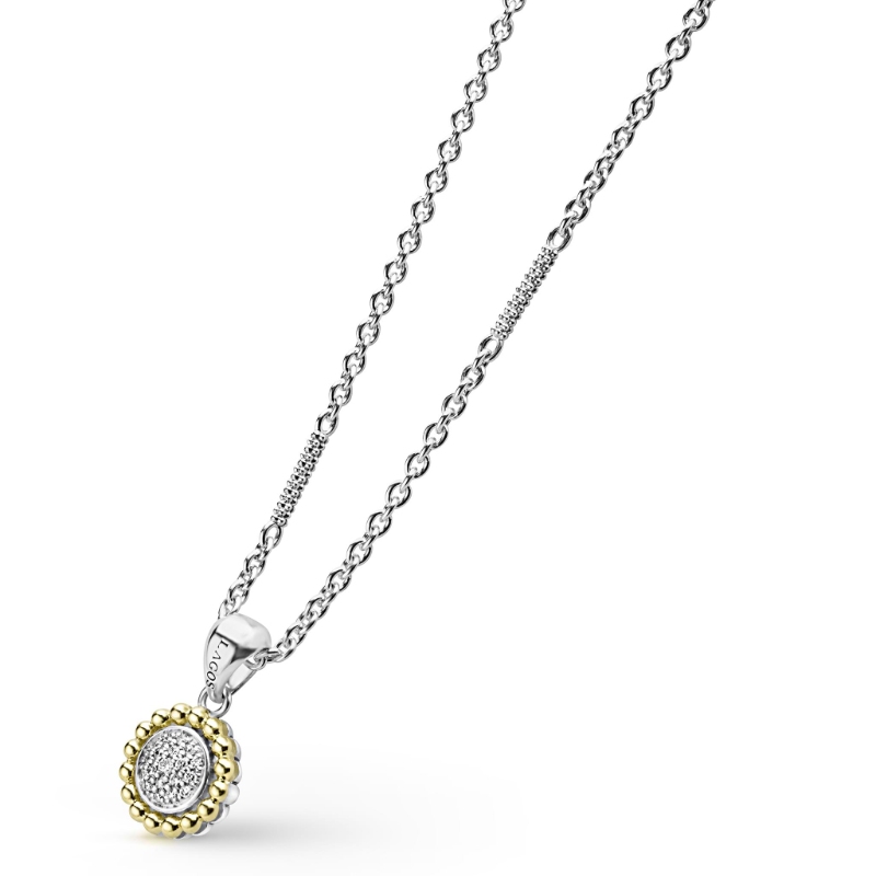 Lagos Caviar Lux Two-Tone Diamond Pendant Necklace