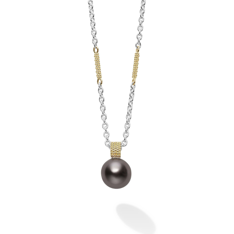 Lagos Luna Single Tahitian Black Pearl Pendant Necklace