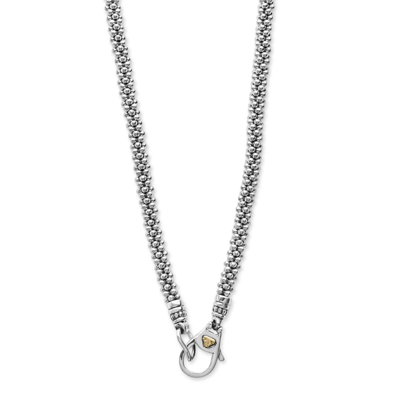 Lagos Black Caviar Two-Tone Black Ceramic Caviar Diamond Necklace