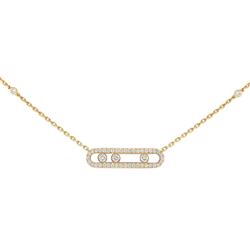 Messika 18K Yellow Gold Move Classique Baby Move Pave Open Diamond Station Pendant Necklace