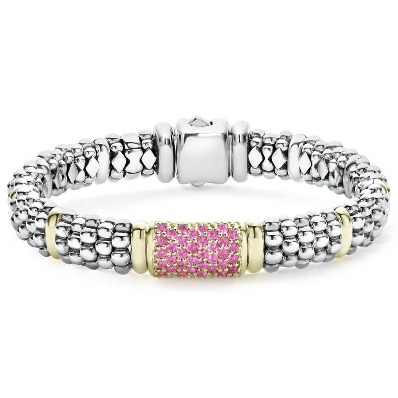 Lagos Sterling Silver And 18K Yellow Gold Signature Caviar Rope Bracelet