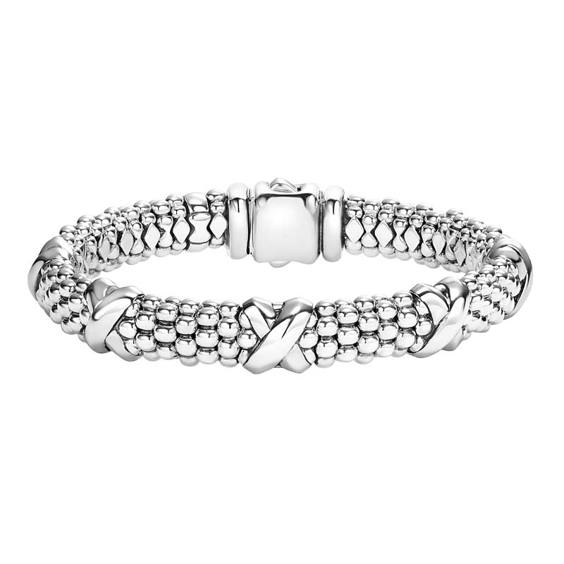 Lagos Sterling Silver Signature Caviar Five X Station Bracelet