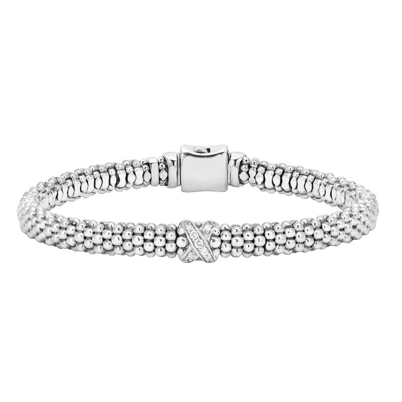 Lagos Sterling Silver Diamond Lux Single Station X Beaded Rope Bracelet