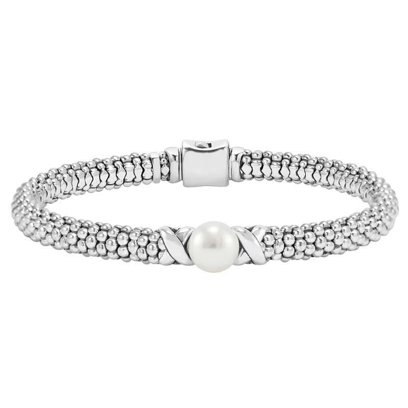 Lagos Sterling Silver Luna Pearl  And X Rope Bracelet