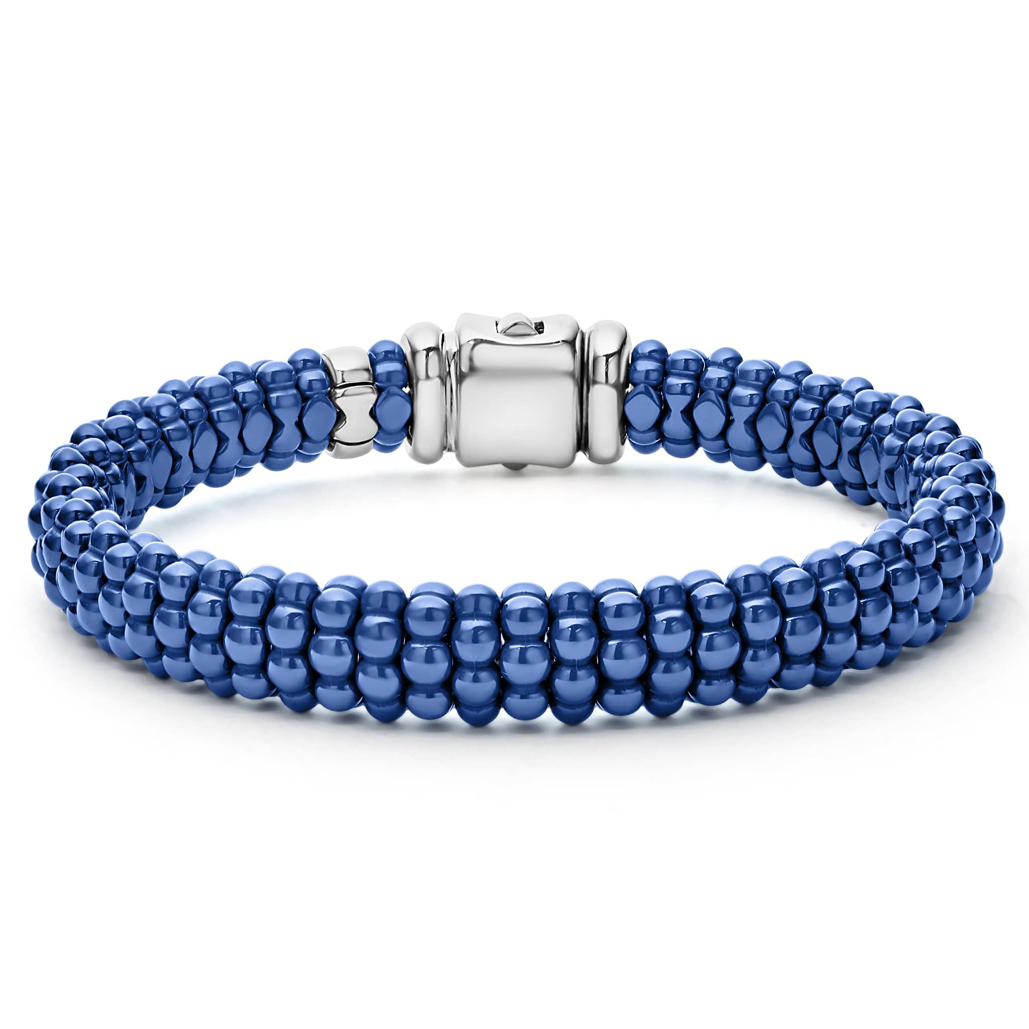 Lagos Sterling Silver Blue Caviar Blue Ceramic Beaded Bracelet